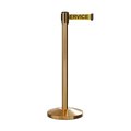 Montour Line Retractable Belt Barrier Stanchion, 2" Sat.Brass Post  7.5'Serv..Belt M530-SB-OUTOFYB-75